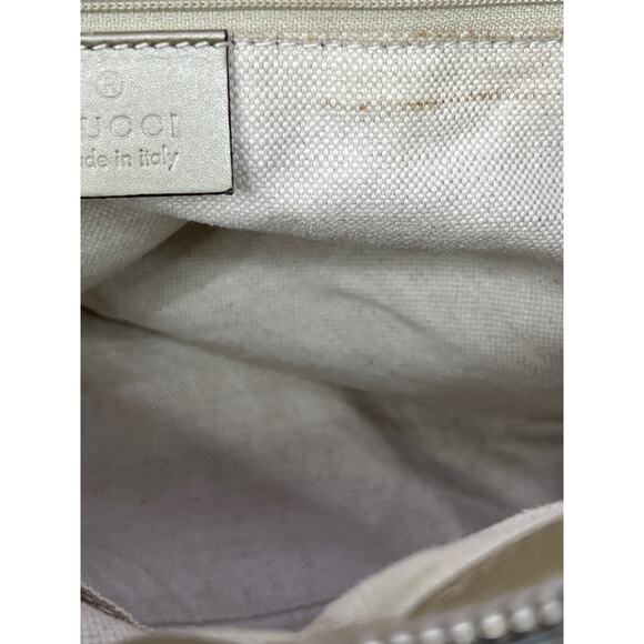GUCCI Gold Metallic Leather GG Sukey Satchel Shoulder Crossbody Made In Italy - Picture 15 of 15